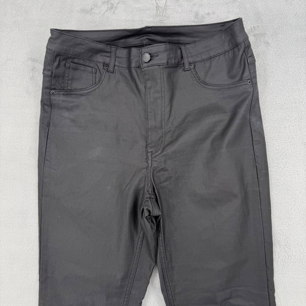 H&M &Denim Curvy Jeggings Women's Size 12 Ultra High Waist Coated Black Ankle - Picture 2 of 14
